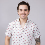 USA Flag Pattern Button Down Shirt for Men in Grey/White