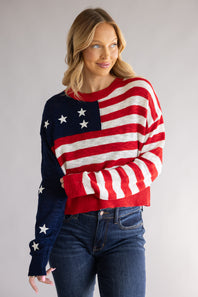 Simply Southern USA Sweater for Women in Red/White