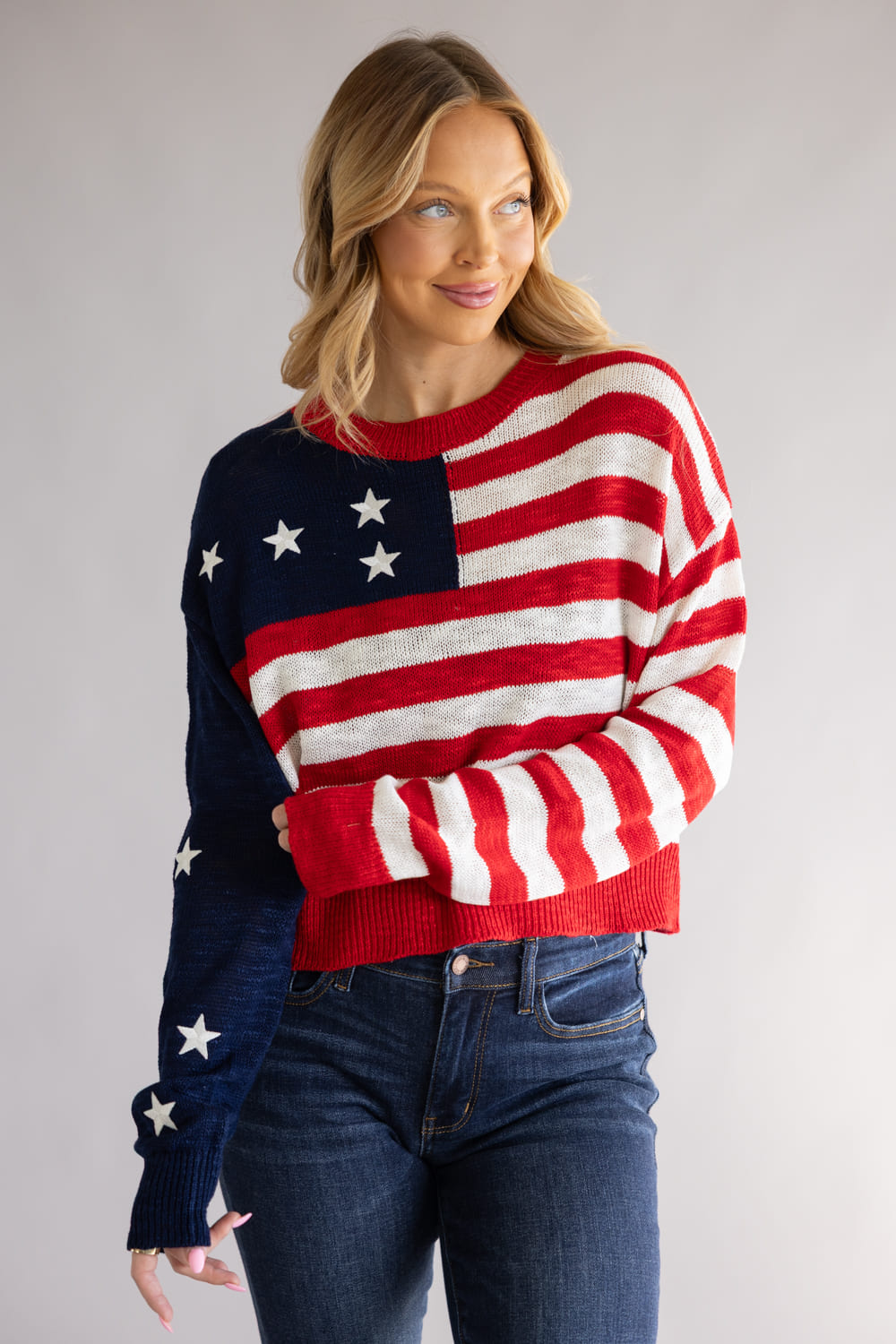 Simply Southern USA Sweater for Women in Red/White