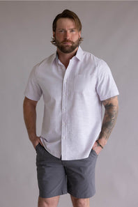 Union Lennox slub cotton button up shirt thistle