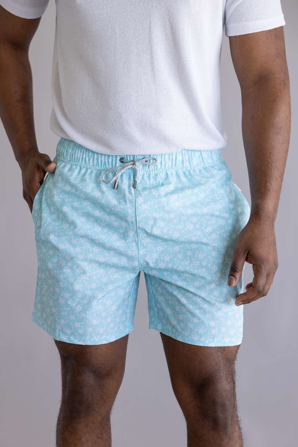 Vintage Summer 4 Way Stretch Volley Shorts for Men in Aqua
