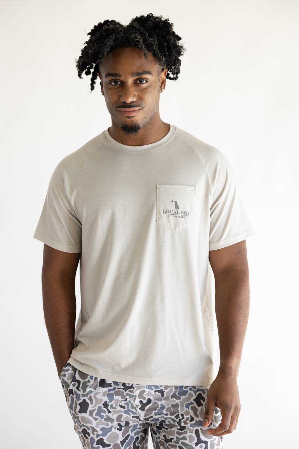 Local Boy Vintage Camo Logo T-Shirt for Men in Sand | L1410013-SND-SAND