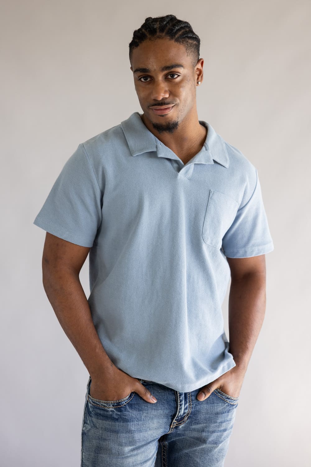 Rhythm Vintage Terry Polo Shirt for Men in Blue