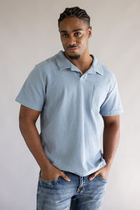 Rhythm Vintage Terry Polo Shirt for Men in Blue