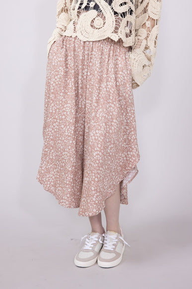 Floral Midi Skirt for Women in Pink 