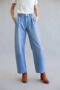 Vervet High Rise Pleated Barrel Jeans for Women