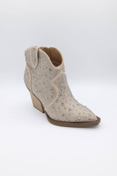 Very G Austin Rhinestone Cowboy Booties for Women in Taupe