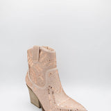 Very G Maze Stone Cowboy Booties for Women in Rose Gold Pink