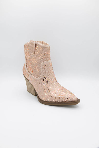 Very G Maze Stone Cowboy Booties for Women in Rose Gold Pink