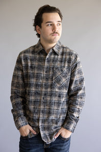 Weatherproof Vintage Chalk Flannel Shirt for Men in Ebony