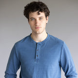 Weatherproof Vintage Long Sleeve Henley Shirt for Men in Indigo Blue