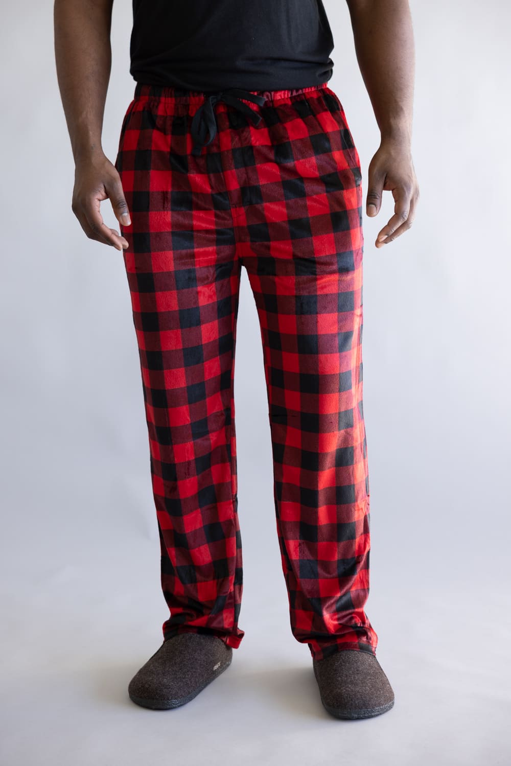 Weatherproof Silky Lounge Pants for Men in Red Plaid