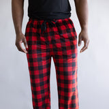 Weatherproof Silky Lounge Pants for Men in Red Plaid
