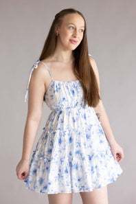 Blu Pepper Tiered Floral Dress for Women in Blue