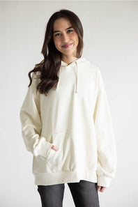The North Face Evolution Moon Florals Oversized Hoodie in White Dune on Women