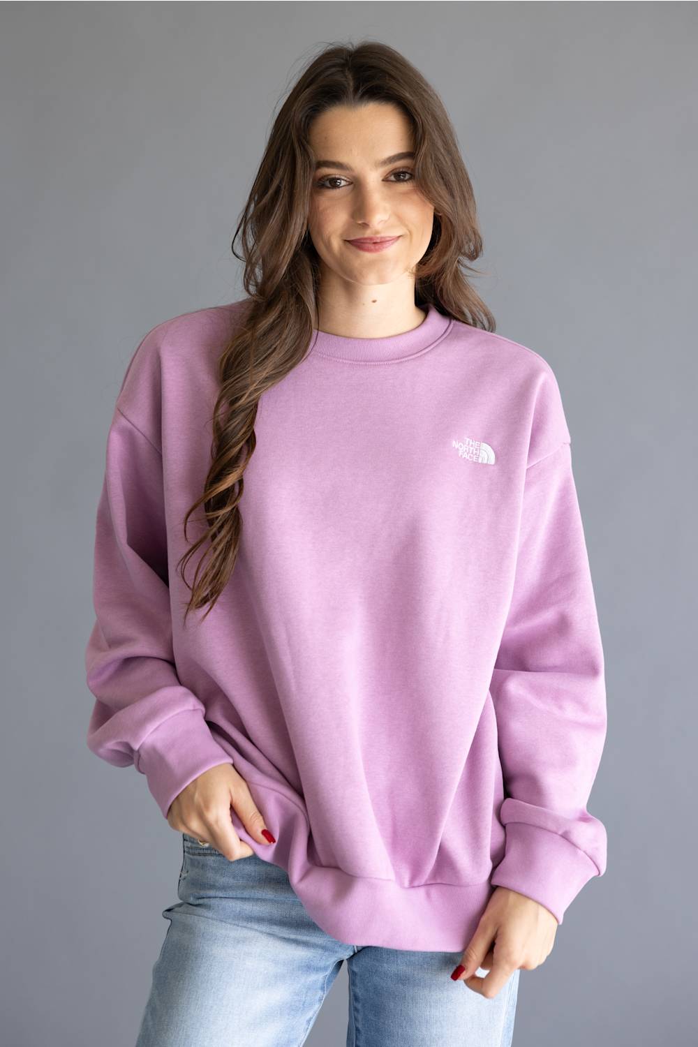 The North Face Oversized Simple Dome Fleece Sweatshirt for Women in Lavender | NF0A8FKT-G6E