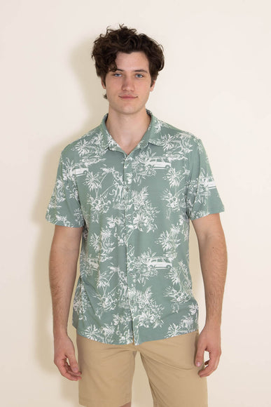 WearFirst Wanderer Vintage Hula Button Down Shirt for Men in Green | K017A-VINTAGEHULA