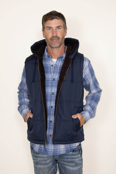 Weatherproof Sherpa Lined Puffer Vest for Men in Blue