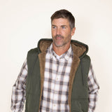 Weatherproof Sherpa Lined Puffer Vest for Men in Deep Olive