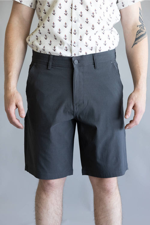 Weatherproof Vintage 9.5" Tech Utility Shorts for Men in Forged Iron