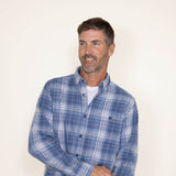 Weatherproof Vintage Burnout Flannel for Men in Faded Denim Blue