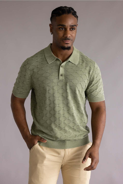 Weatherproof vintage diamond polo sweater seagrass