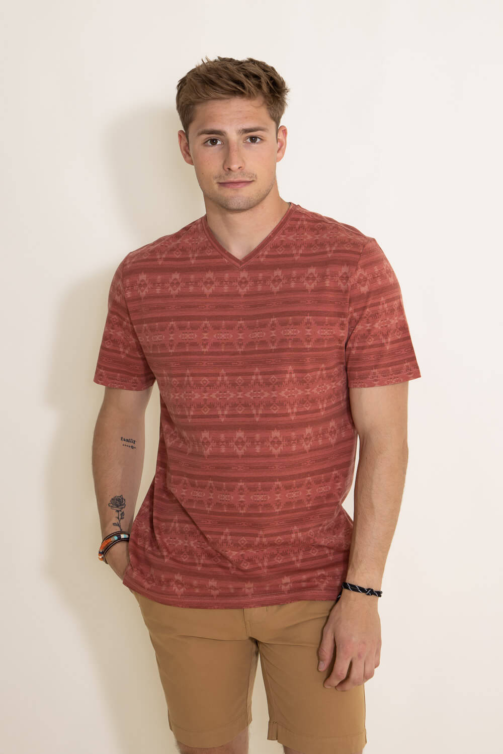 Red V Neck T Shirt For Men