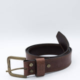 Weatherproof Vintage Leather Belt for Men in Brown
