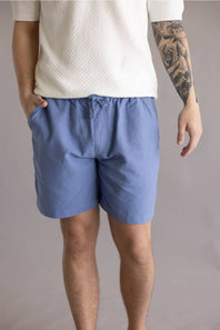Weatherproof Vintage Linen Shorts for Men in Infinity Blue