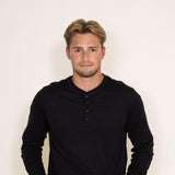 Weatherproof Vintage Long Sleeve Jersey Henley Shirt for Men in Black