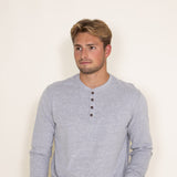 Weatherproof Vintage Long Sleeve Jersey Henley Shirt for Men in Light Grey Heather