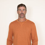 Weatherproof Vintage Long Sleeve Waffle Crewneck Shirt for Men in Orange
