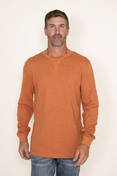 Weatherproof Vintage Long Sleeve Waffle Crewneck Shirt for Men in Orange