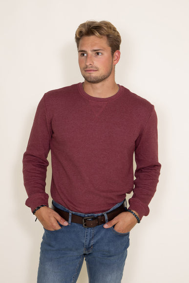 Weatherproof Vintage Long Sleeve Waffle Crewneck Shirt for Men in Red