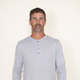 Weatherproof Vintage Long Sleeve Waffle Henley Shirt for Men in Light Grey