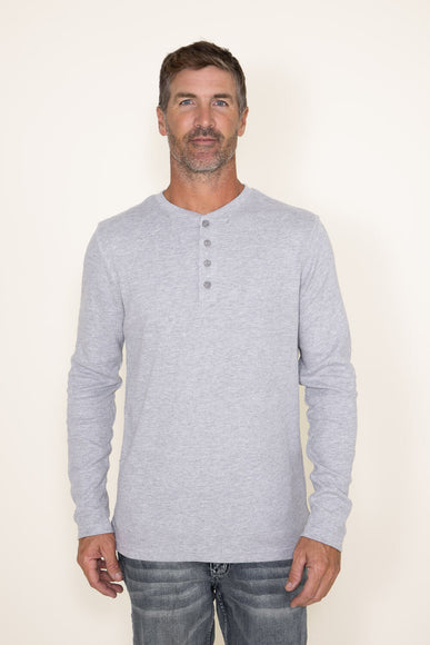 Weatherproof Vintage Long Sleeve Waffle Henley Shirt for Men in Light Grey