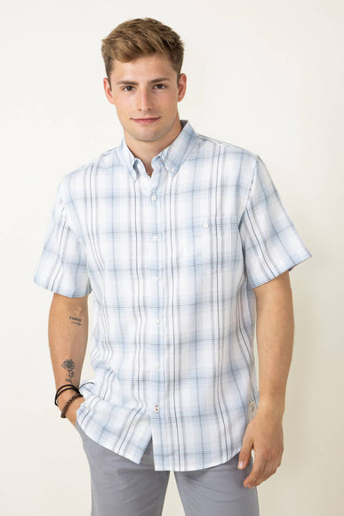 Weatherproof Vintage Performance Woven Button Up for Men in Clear Sky