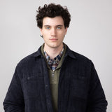 Weatherproof Vintage Quilted Corduroy Puffer Jacket for Men in Moonless Night