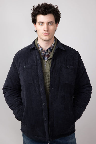 Weatherproof Vintage Quilted Corduroy Puffer Jacket for Men in Moonless Night
