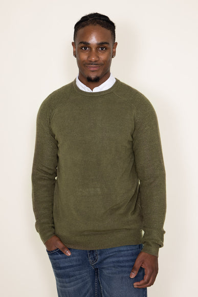 Weatherproof Vintage Soft Touch Raglan Crewneck Sweater for Men in Green