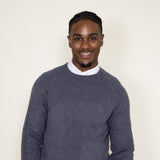 Weatherproof Vintage Soft Touch Raglan Crewneck Sweater for Men in Grey Blue