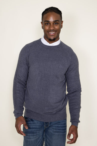 Weatherproof Vintage Soft Touch Raglan Crewneck Sweater for Men in Grey Blue