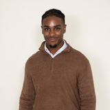 Weatherproof Vintage Soft Touch Textured Quarter Zip Sweater for Men in Almond