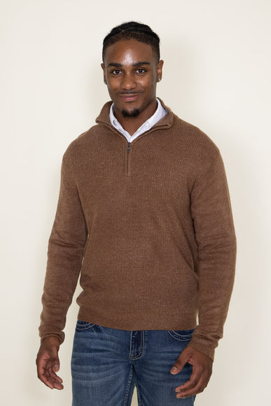 Weatherproof Vintage Soft Touch Textured Quarter Zip Sweater for Men in Almond