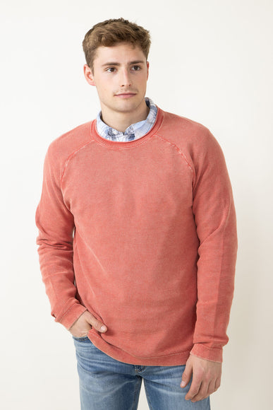 Weatherproof Vintage Stone Wash Crewneck Sweater for Men in Red