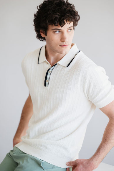 Weatherproof Vintage Textured Sweater Polo for Men in White