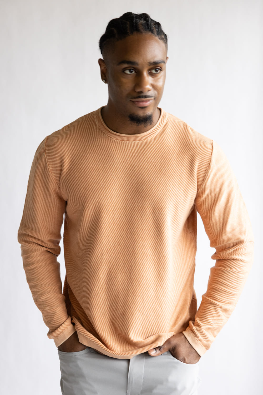 Weatherproof Vintage Twill Stonewash Roll Neck Sweater for Men in Shell Coral