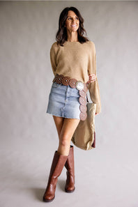 Western Concho Belt for Women in Brown