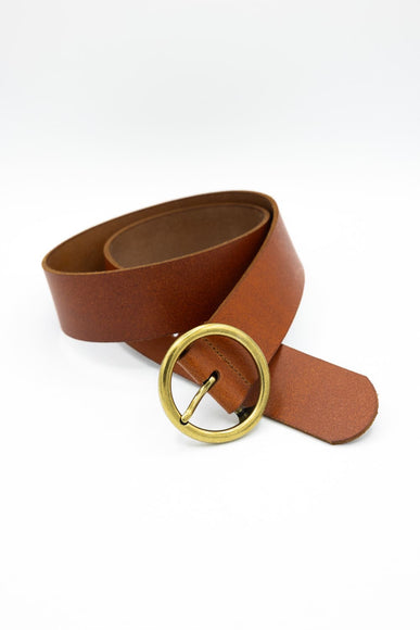 Wide Circle Buckle Belt for Women in Brown