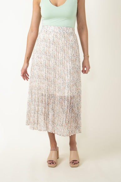 Wishlist Floral Pleated Midi Skirt for Women in Cream